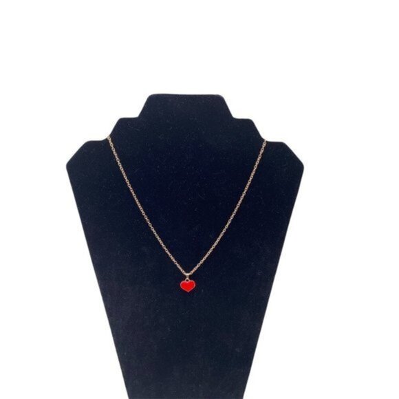 Love Heart Chain Women’s Necklace Red and Gold Tone - Picture 1 of 10